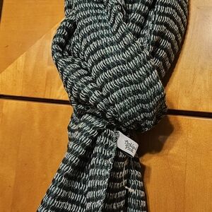 Tickled Pink Deep Green, Black and White Knit Scarf